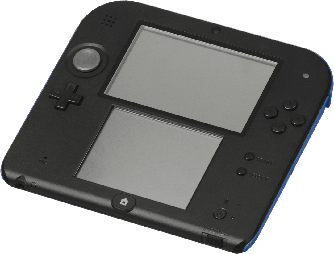 Nintendo 2DS, consola portátil de doble pantalla compatible con juegos de Nintendo 3DS y DS, sin efecto 3D.