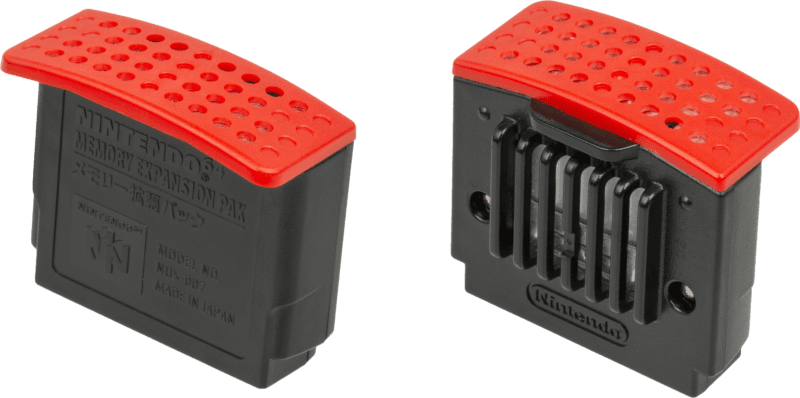 Nintendo 64 Expansion Pak, módulo de expansión de memoria para mejorar el rendimiento gráfico de la consola.
