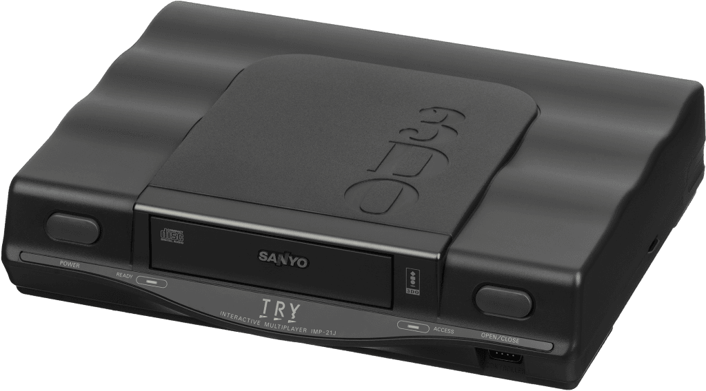 Sanyo 3DO TRY, consola de videojuegos de 32 bits compatible con juegos en CD-ROM y gráficos avanzados.
