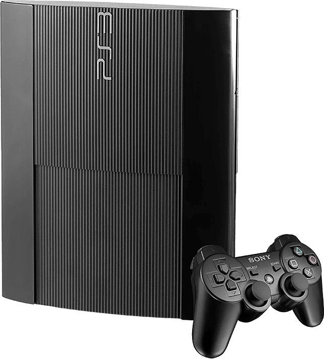 Sony PlayStation 3 Super Slim, versión final y ultracompacta de la consola de séptima generación con unidad de disco deslizante.