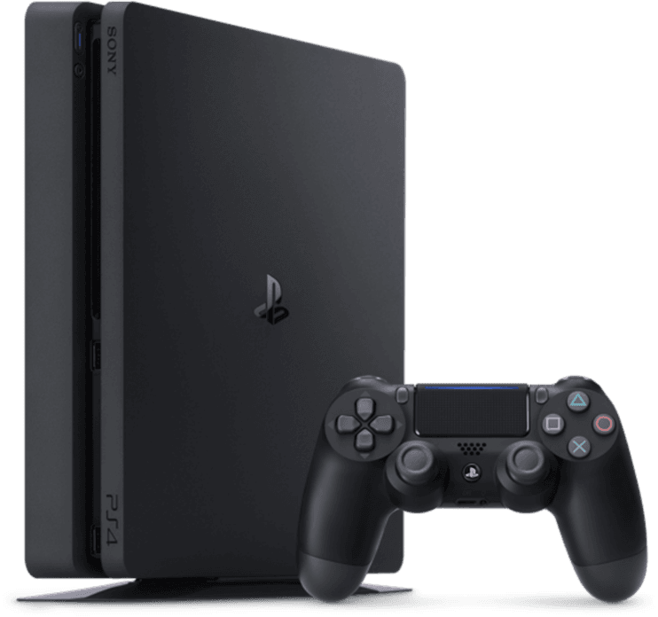 Sony PlayStation 4 Slim, consola de octava generación con diseño compacto, compatibilidad con juegos de PS4 y soporte para multimedia.